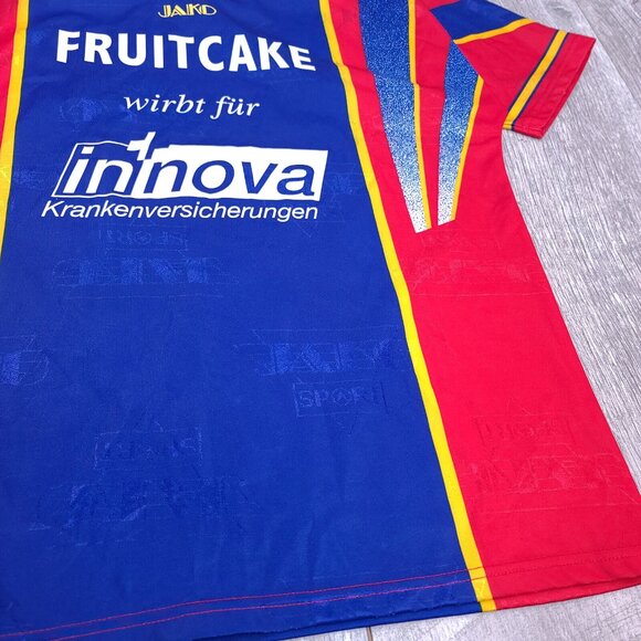Vintage 90s Jako Mens Jersey Size XL Red Blue Soccer Football Short Sleeve Top - Picture 3 of 4